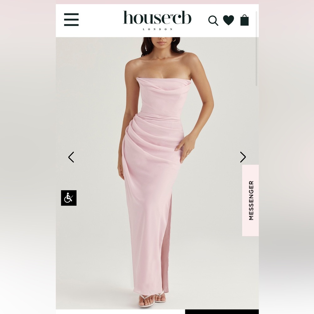 House of CB Adrienne gown pink chiffon dress